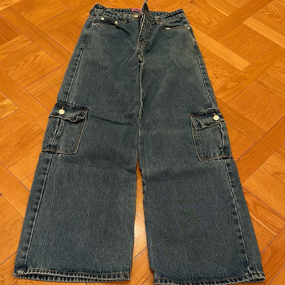 Edikted Wide-Leg Denim Cargo Jeans